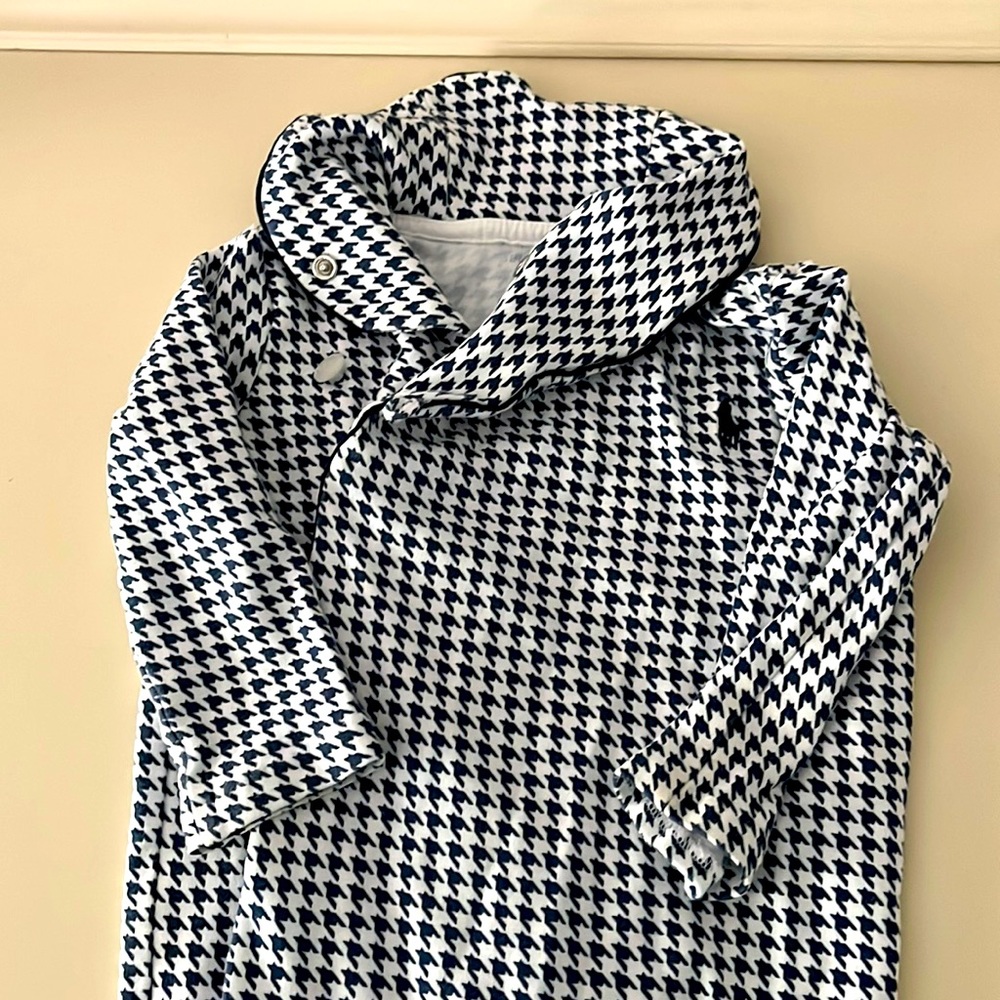 Ralph Lauren Navy and White Houndstooth Footie 9m